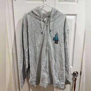 Walt Disney World Gray Zip-Up Men's Hooded Sweatshirt, 4 park design